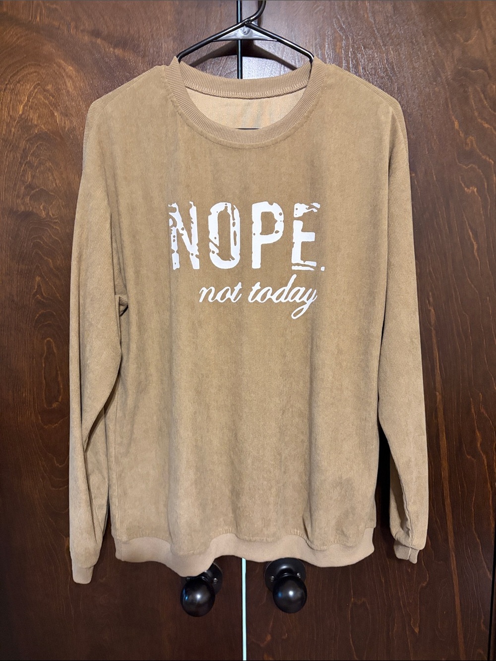 NOPE Not Today Graphic Pullover  light weight  - Tan size small lil oversized